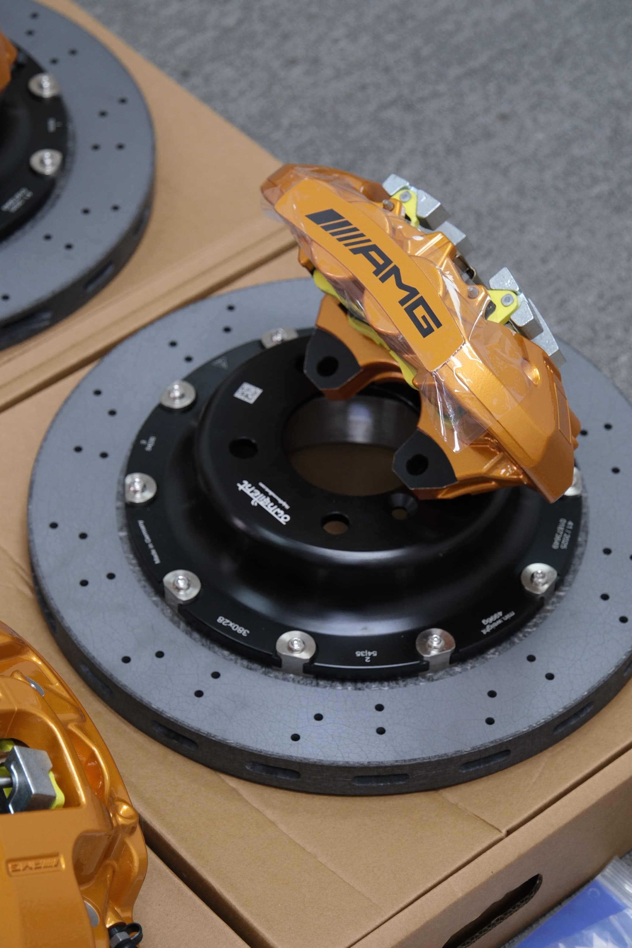 Ownsilent carbon ceramic brake rotor — Finished Rotor & Installed — Ownsilent Branding Detail